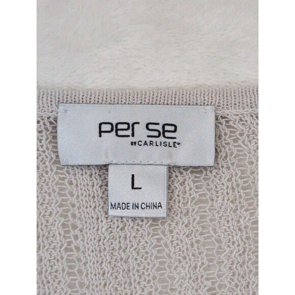 Per Se Carlisle Open Knit Top Womens L Beige Red Short Sleeve Career Casual - Picture 6 of 10